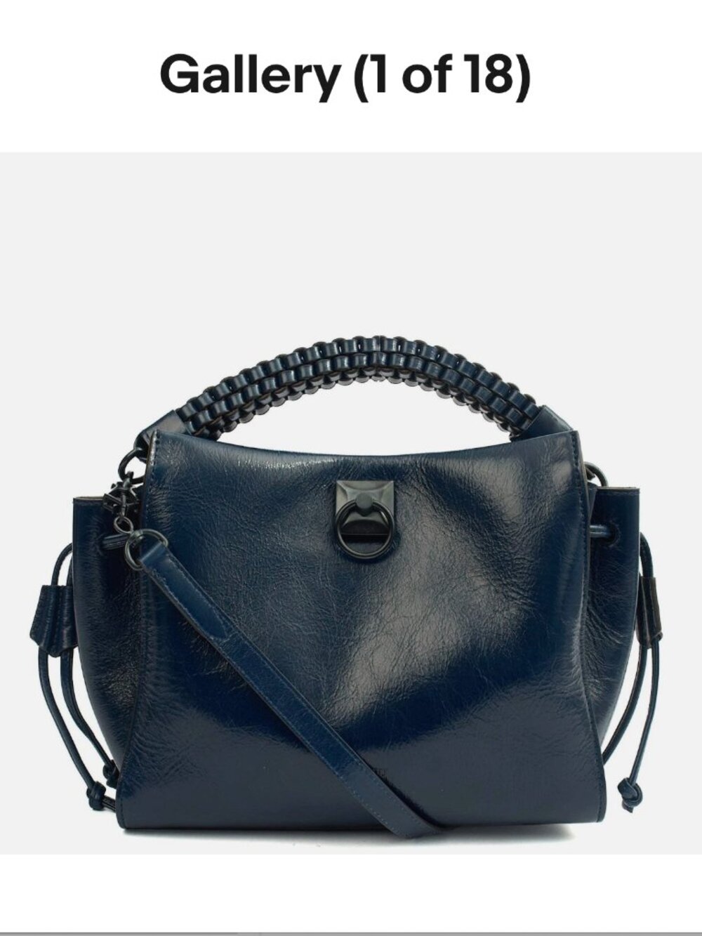 Mulberry Crinkle Patent Leather Small Iris Handbag Woven Handle Crossbody